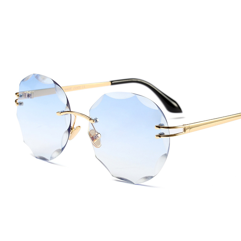 

Rimless Sun glasses for women Gradient Cutting rimless sunglasses woman sun glasses Unique frames clear lens Sun glasses