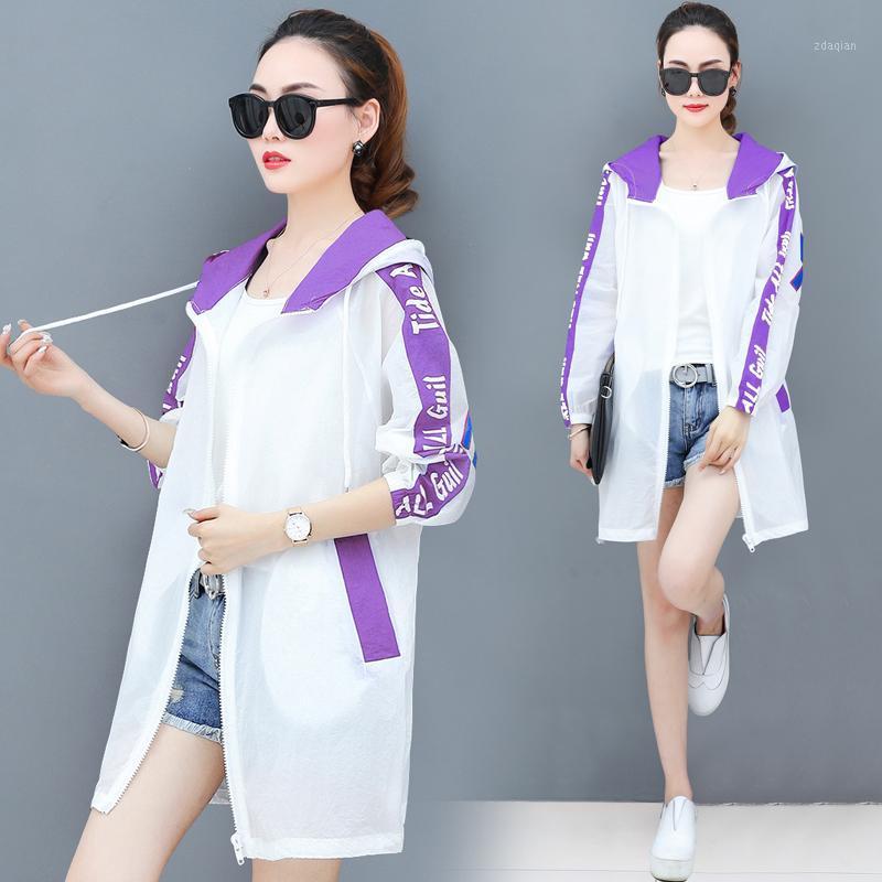 

YICIYA White Summer Long Sleeve Coat Cardigan Hooded Jacket Women Yellow Sun Protection Clothing Long Thin Coats Print Female1, Blue