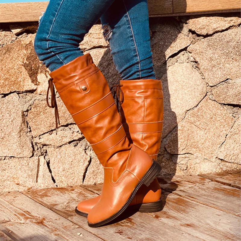 

Pure Color Retro Sleeve Women's Mid-tube Boots, Versatile Casual Fashion Personality Women's Boots Platform Boots Women#, Black