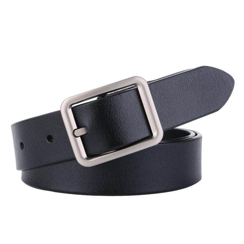 

Belts Classic Real Leather Belt For Wome Luxury Business Cowhide Casual Silver Pin Buckle Jeans Drop, White