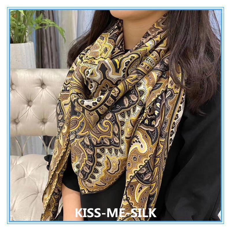 

Scarves KMS Classic Paisley Silk Twill Sand-Washed Scarf Shawl For Girl Lady Women 140*140CM/110G1