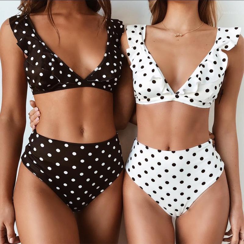 

Sexy High Waist Bikini 2020 New Women Swimwear Push Up Swimsuit Ruffle Bikini Set Polka Dot Biquinis Summer Beach Wear Biquini1