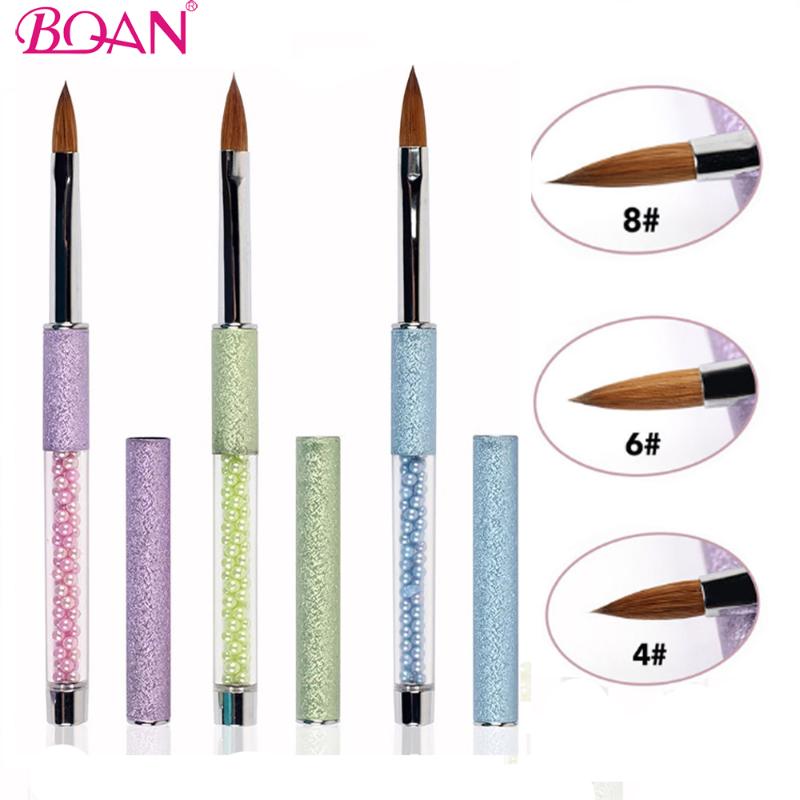 

BQAN 1PC #2 4 6 8 10 Kolinsky Sable Acrylic Nail Art Brush UV Gel Carving Pen Brush Liquid Powder DIY Nail Drawing Manicure Tool