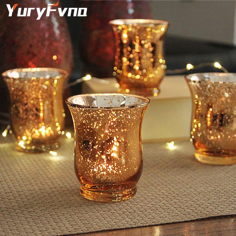 

YuryFvna Crystal Glass Candle Holder Aroma Mercury Glass Candle Holder Wedding Party Hotel Cafe Bar Home Decoration
