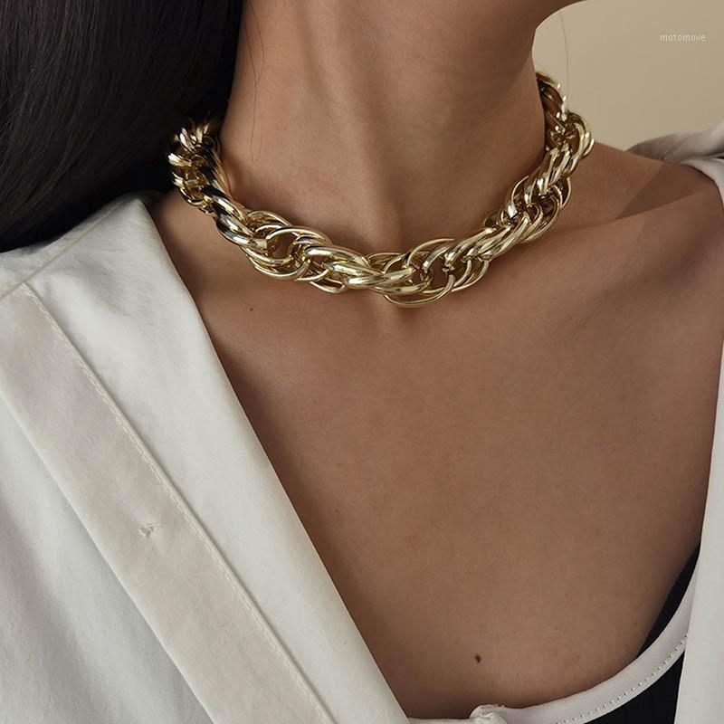 

Punk Aluminium Knitted Twisted Thick Chain Choker Necklace for Women Vintage Exaggerated Geometric Colar Necklace Party Jewelry1
