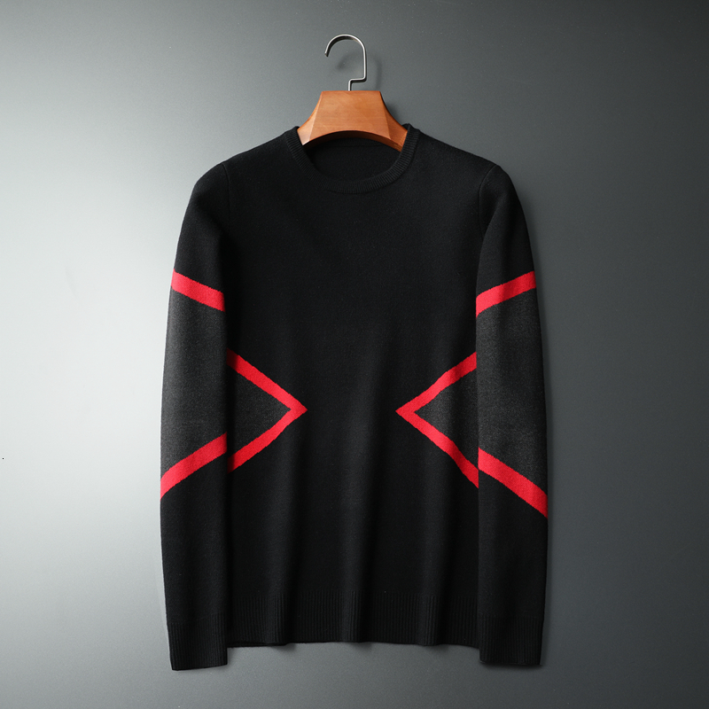 

Luxo Fantasy Tug Homme Thin Fit Chic Fashion Gebreide Trui Desinger the Neck Male Sweater Contrast Red Tape Omcl
