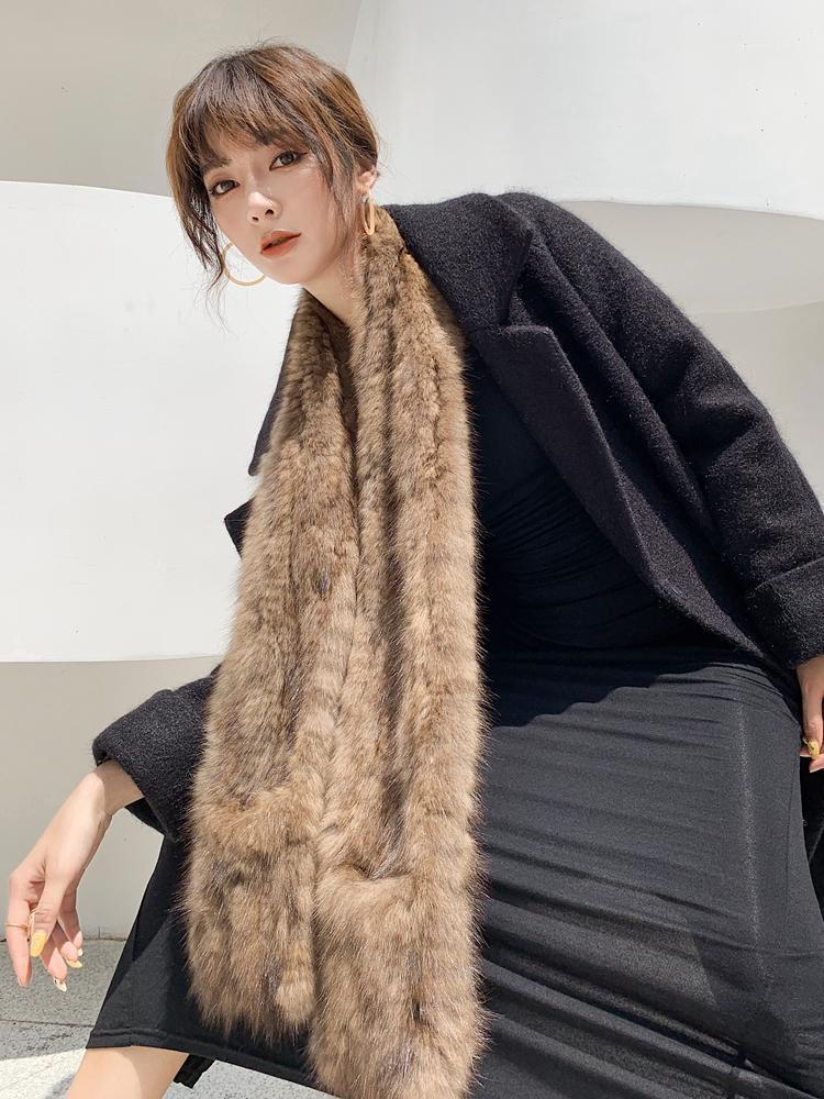 

Sable Collar mink series scarf women's fur collar winter new style fashion fur scarf Size:165*16cm1