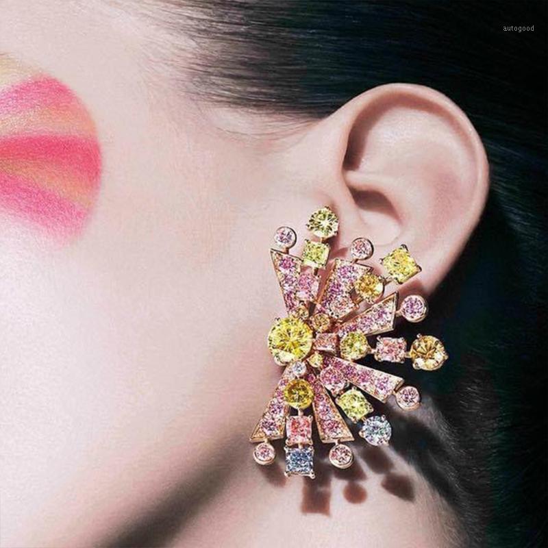 

Stud GODKI Luxury Multicolor Fireworks Earrings For Women Wedding Cubic Zirconia Dubai Bridal Earring Jewelry Accessories 20211