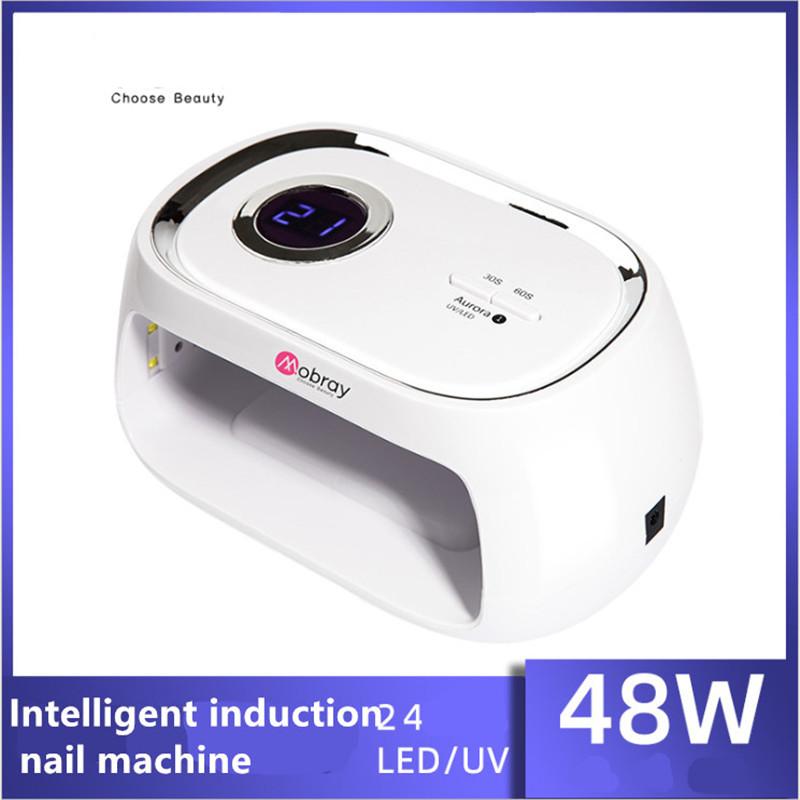 

48W Quick-Drying Nail Art Intelligent Induction Nail Polish Led Light Therapy Lamp Uv Phototherapy Machine Lamp, White-eu-jg01