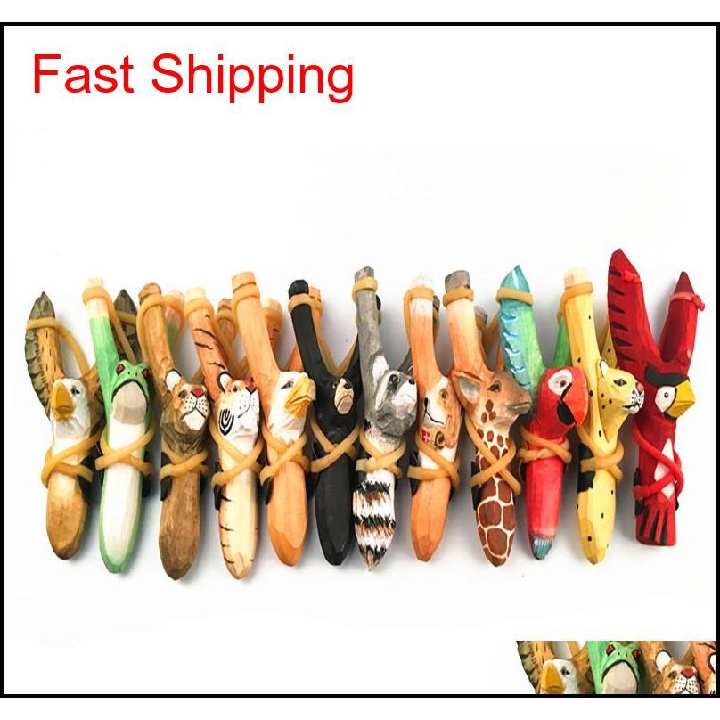 

Cute Animal Wooden Hunting Slingshot Animal Giraffe Tiger Wolf Fox Dog Shape Sling Shot Toys For Outdoor Catapult Cpv5X