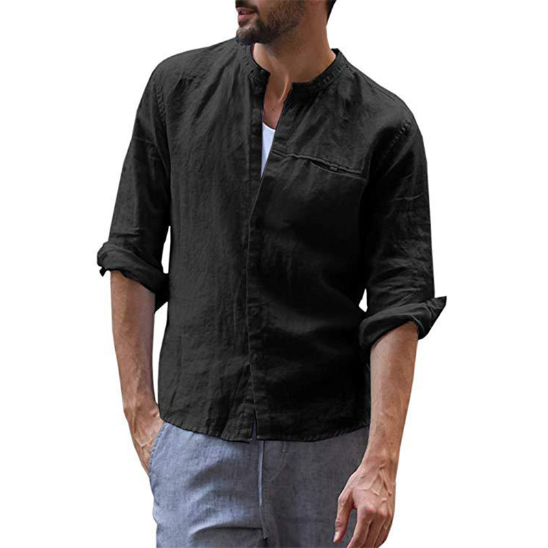 

2021 Brand New Fashion Spring Summer Casual Men's Shirt Cotton Long Sleeve Striped Slim Fit Stand Collar Shirts Men M-3xl Y9q0, Ml-m002-lan