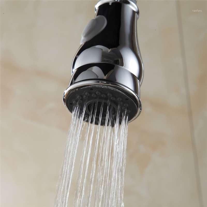 

WF-2001 ABS Chrome Brushed Nickel Pull Down Kitchen Faucet Sink Faucet Double Spout Sprayer for Kitchen Bathroom1