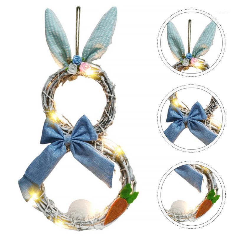 

1pc Easter Rattan Garlands Home Hanging Wreaths Door Decors with Light1, Pink