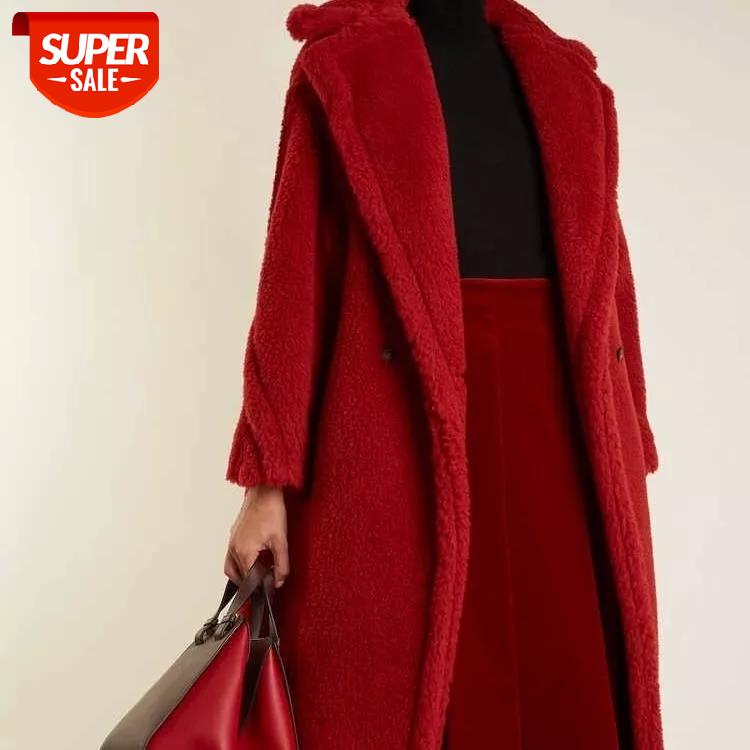 

New Women Winter Real Fur Overcoat Sheep Shearing Lady Casual Warm natural Sheep Lamb Wool Fur Coat long big size wool coat #kf5G, Black;brown