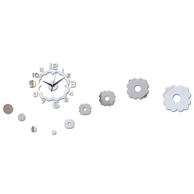 

New fashion creative flowers decoration wall clocks mirror acrylic wall stickers diy living room quartz watches