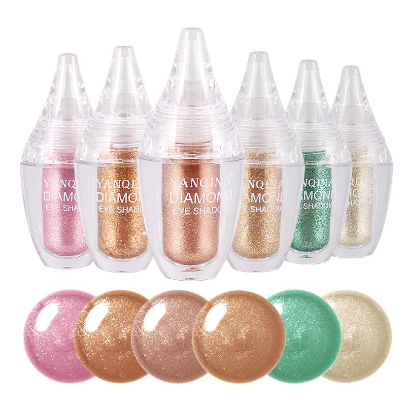 

YANQINA 6colour/lot Women's Eye Cosmetic Liquid Eye shadow Shimmer Powder Palette Shine Smoky Waterproof Dimond Glitter Liquid, 6pcs