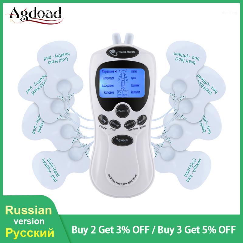 

Russian Language Tens Machine Unit Electrical Massager Pulse Muscle Stimulator Dual Tens Therapy Massager Machine Electrode Pads1