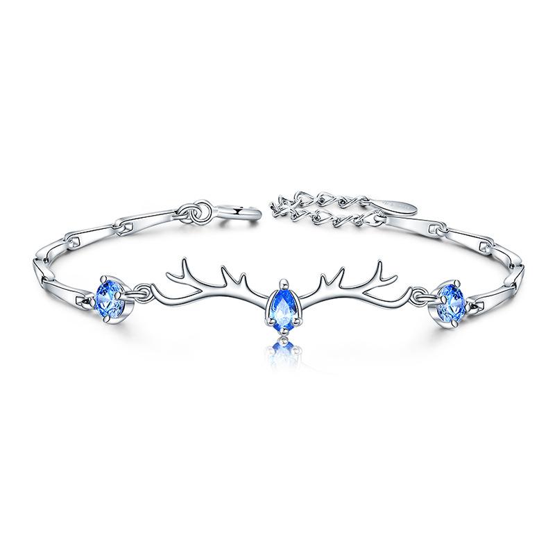 

Luxury high quality real s925 deer bracelets fashion jewelry circle charm bracelet female brace lace fashion accessories jewel