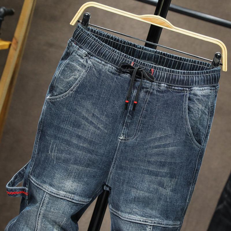 

New Arrivals Harem Jeans Men Autumn Winter Fashion Desinger Loose Tapered Streetwear Moto Jeans Casual Denim Jogger Pants 42,066, Blue