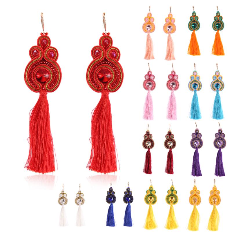 

KpacoTa Soutache Long Tassel Earrings Ethnic boho New Fashion Jewelry women colour Accessories Handmade Drop Earring Oorbellen
