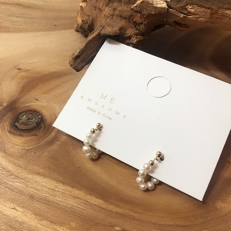 

2020 Korea Design Baroque Metal Gold Geometric Irregular Circle Natural Freshwater Pearl Hoop Earrings For Women Girl