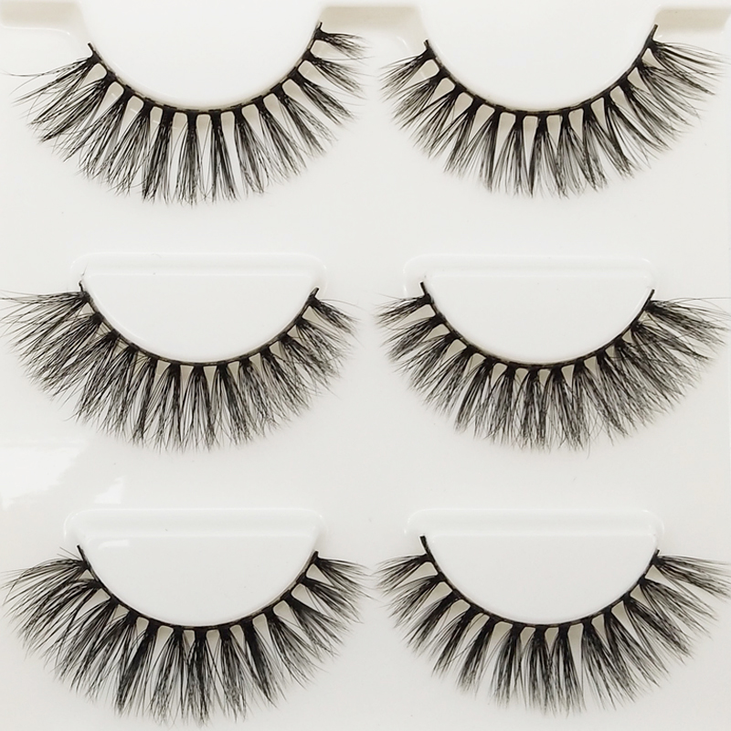 

YOKPN 1 Box 3 Pair Fake Eyelashes Thick Multilayer 3D Lashes Handmade Cross False Eyelash Tools Quality Fibers Messy Eyelashes