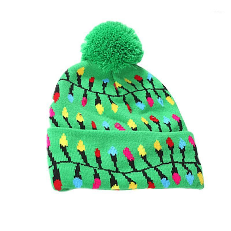 

Christmas Luminous Knitted Beanie Revers Hat Santa Hat Gleamy Knitted Cap Flash Design Christmas For Adults Children1