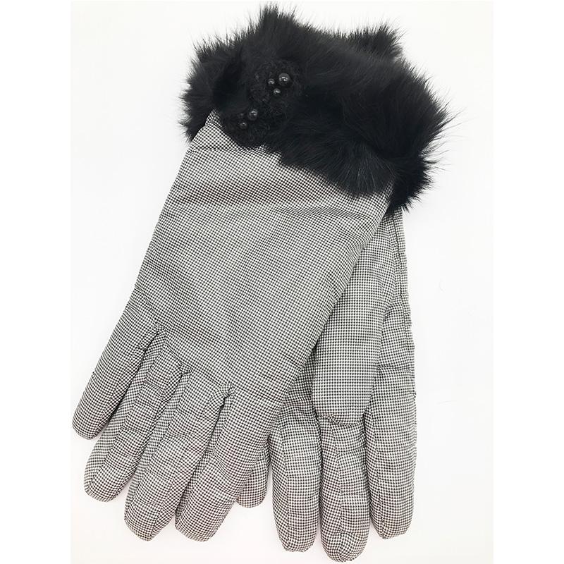

Five Fingers Gloves Elegant Plaid Women Full Finger Hair Winter Warm Soft Wrist Mittens 2021 Fashion Guantes Mujer