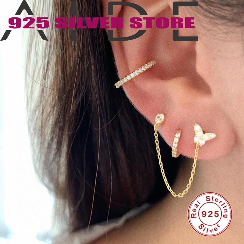 

Aide Women's Stud Earring 925 Sterling Silver 2021 Trend Chain Tassel Butterfly Zircon Piercing Fine Jewelry Accessories