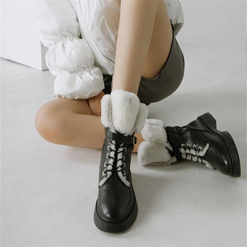 

Prova Perfetto Genuine Leather Wool Plus Velvet Women Ankle Boots Classics Black Zipper-Sid Warmest Shoes For Women Winter 2020