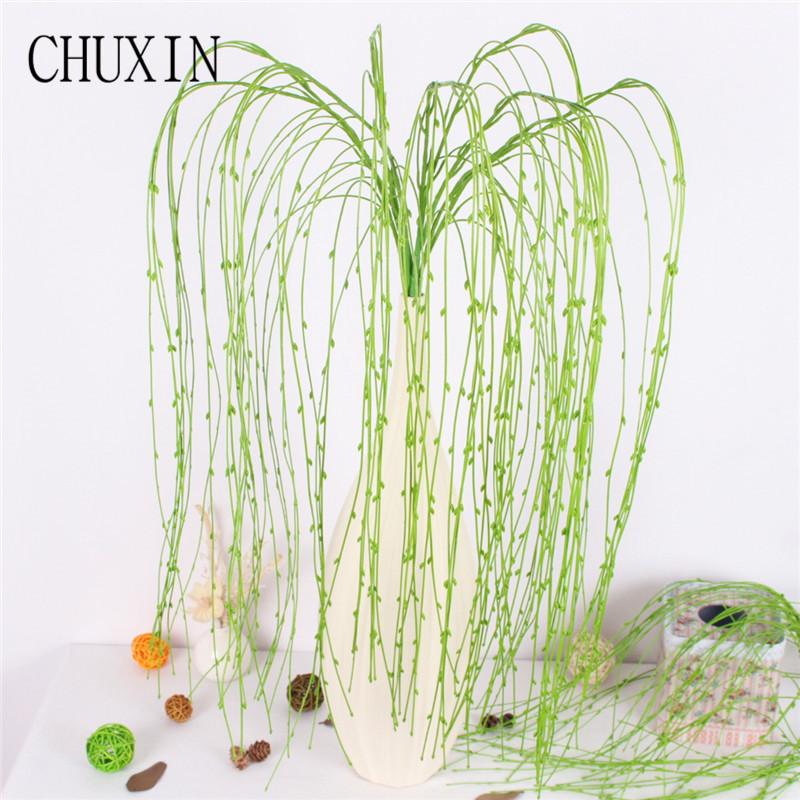 

DIY artificial green plants wall rattan hanging weeping willow wedding hotel decoration fake flower home decoration willow bud, 100cm weeping willow