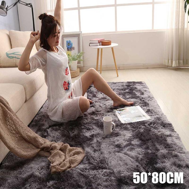 

Simple Nordic Carpet Long Plush Soft Carpet Rug for Bedroom Living Room _WK1, Blue