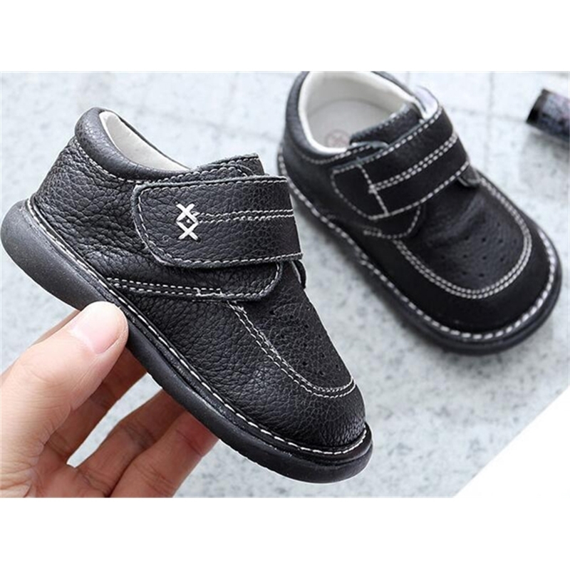 

kids little boys squeaky genuine leather squeakers 1-3 years handmade black official shoes spring nina sapatos uniform fun