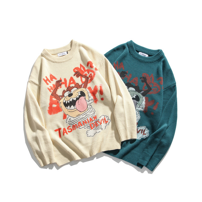 

2021 New Dos Desenhos Animados Solto Coreano Outono Nova Camisola Amantes Homens Bf Moda Malhas Kong Estilo Inverno Roupas Femininas RGWJ, Apricot