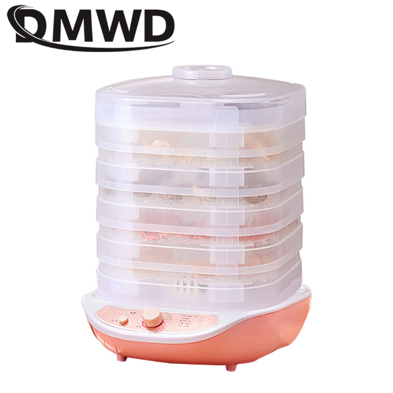 

DMWD Dried Fruit Vegetables Meat Machine Household MINI Dehydrator Pet Meat Dehydrated 5 trays Snacks Air Dryer 220V