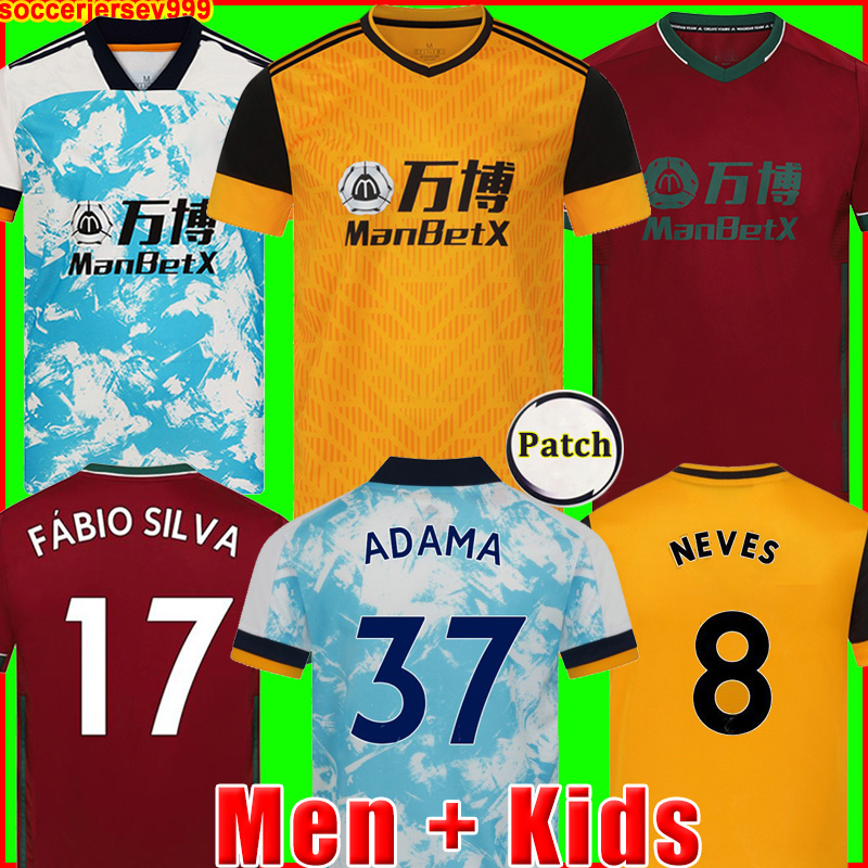 

20 21 Wolves soccer jersey NEVES RAUL 2020 2021 ADAMA FÁBIO SILVA PODENCE NEVES Soccer Shirt OTTO football shirt men + kids kit uniforms, Kids away
