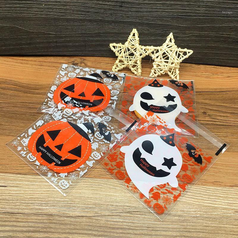 

50pcs Halloween Cute Candy Cookies Dessert packaging bag Pumpkin Ghost bags plastic Party decoration sweet small gifts1