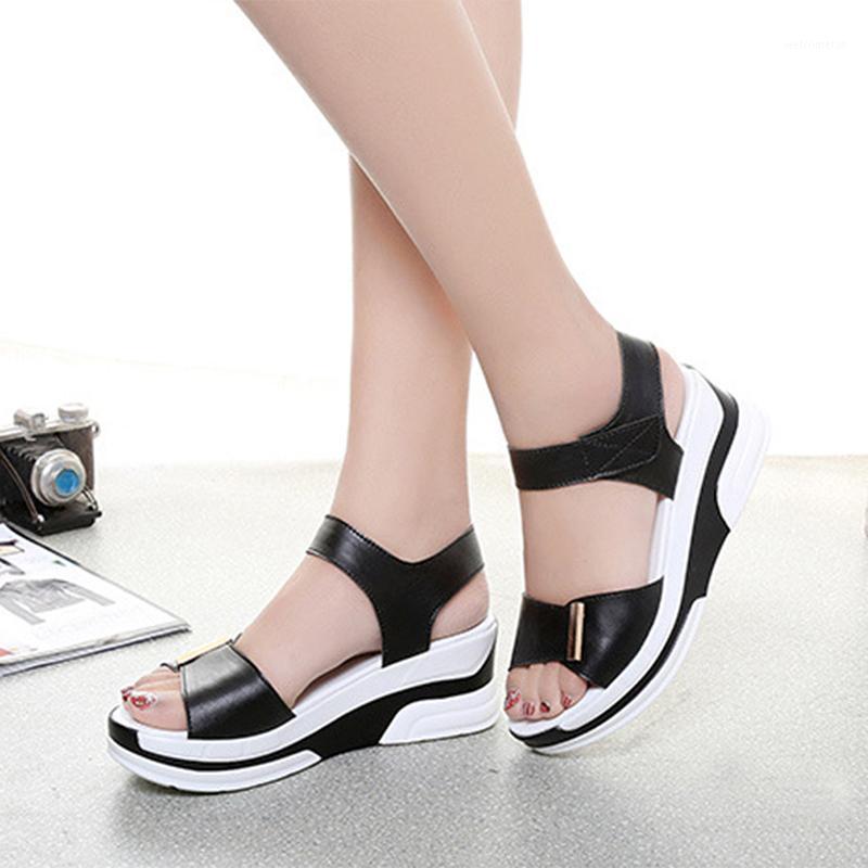 

2020 New Fashion Style Casual Female Shoes Woman Summer Wedge Comfortable Sandals Ladies Flat Sandals Fashion Summer Wedges1, Black