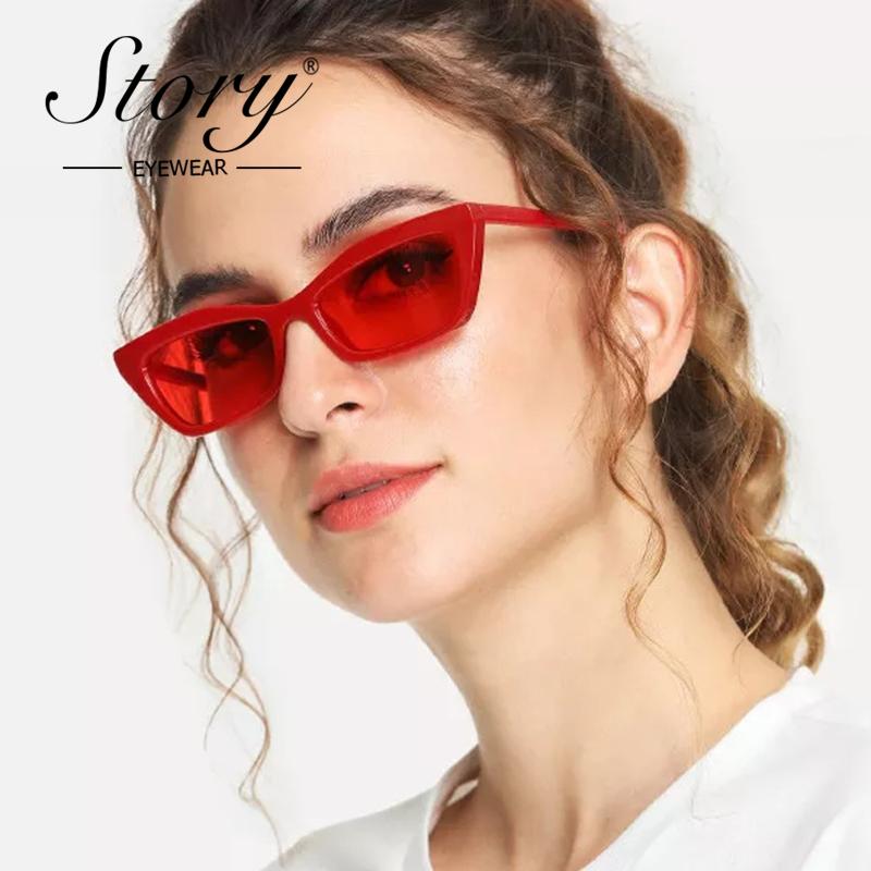 

STORY 2020 New Fashion Cat Eye Sunglasses For Women Brand Designer Small Slim Cateye Sun Glasses Skinny Shades Eyewear Oculos