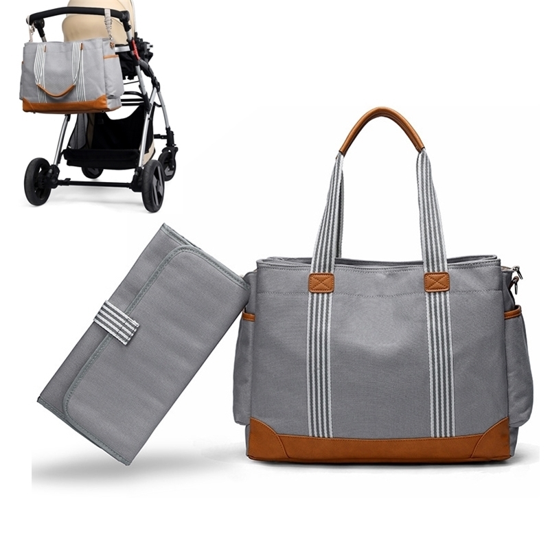 

Diaper Bag for Mommy Nappy Shoudler Messenger Bags Mother Travel Luiertas Fashion Stroller Baby Infant Organizer Nursing to care 201125, Gray