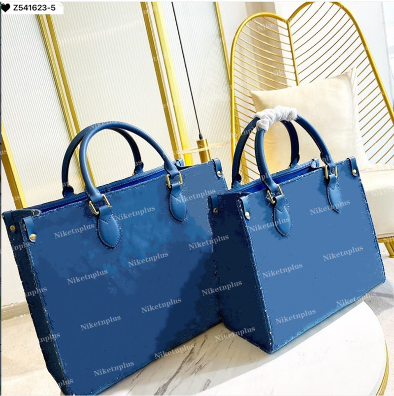 

Designer Denim Cloth Tote Bag Corduroy Cowboy Monograms Flowers Letter Printing Blue Shoulder Women Fashion Handbag Large Capacity Shopping Bag, #1