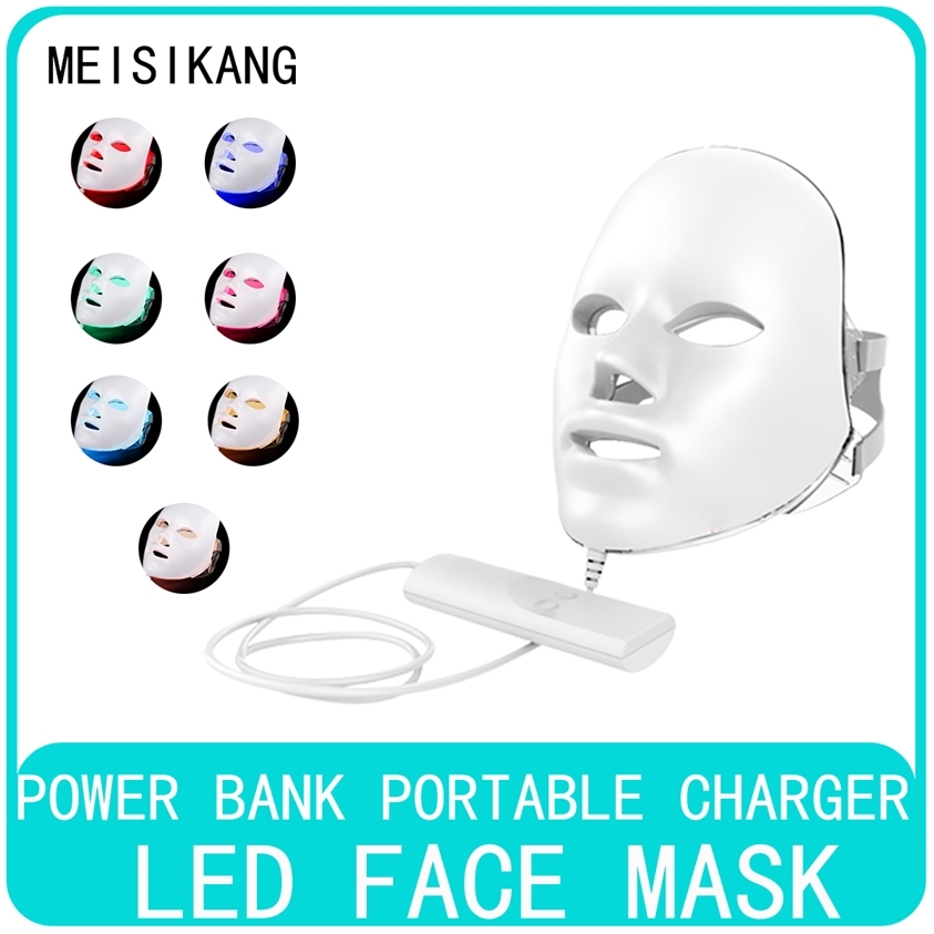 

MEISIKANG Portable Rechargeable 7 Colors LED Mask with Skin Rejuvenation Infrared Pon Light Therapy Beauty Machine 220218
