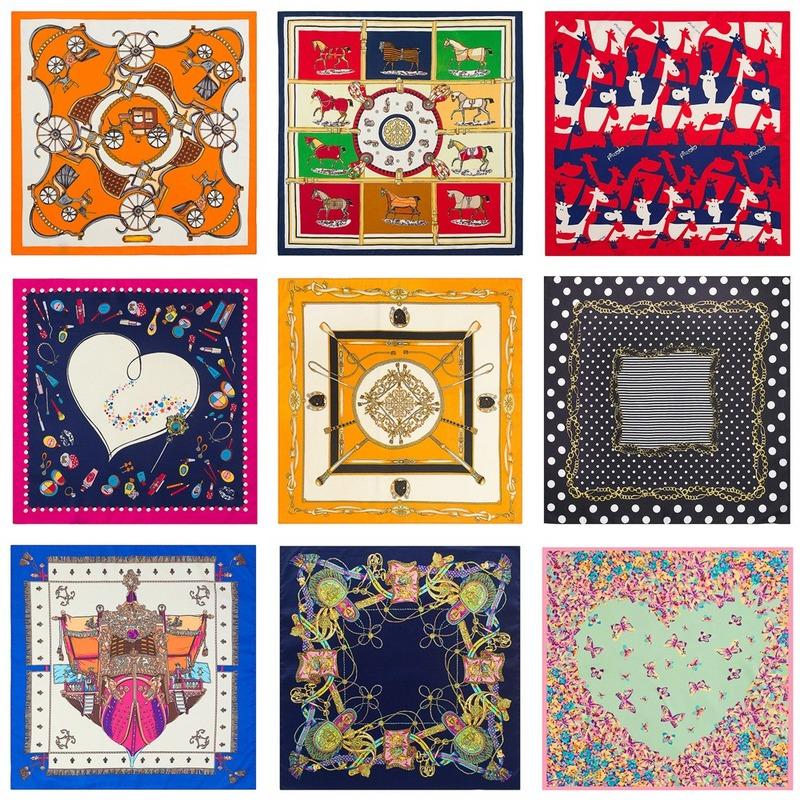 

48 Colour Brand Matagorda Woman Scarf New 60CM Carriage Flower Small Kerchief Harajuku Head Scarf Bandana Scarves