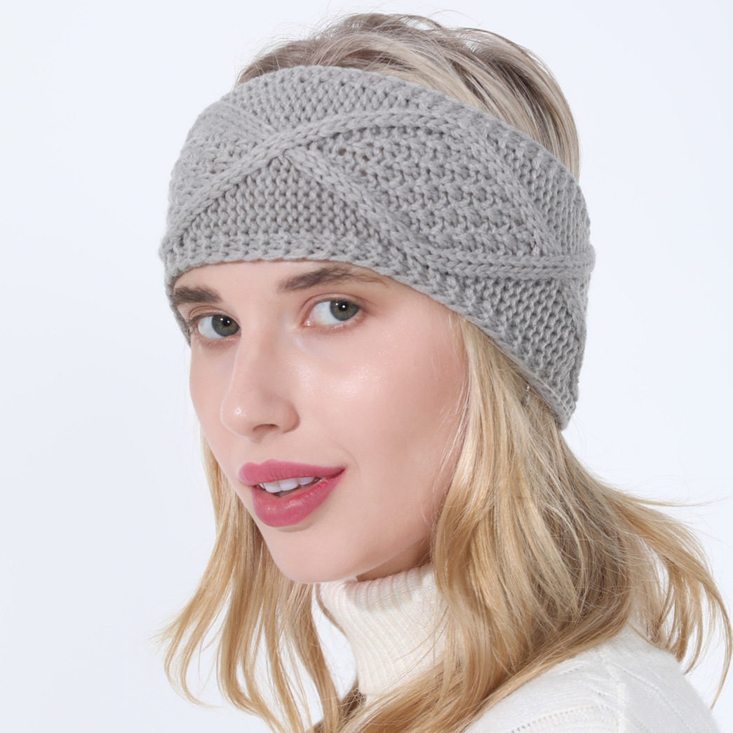 

New Womens Knitted Wash Head Cover Wool Hair Band Alanhua Diamond High Ponytail Wool Hat Sping Autumn Winter, Blue;gray