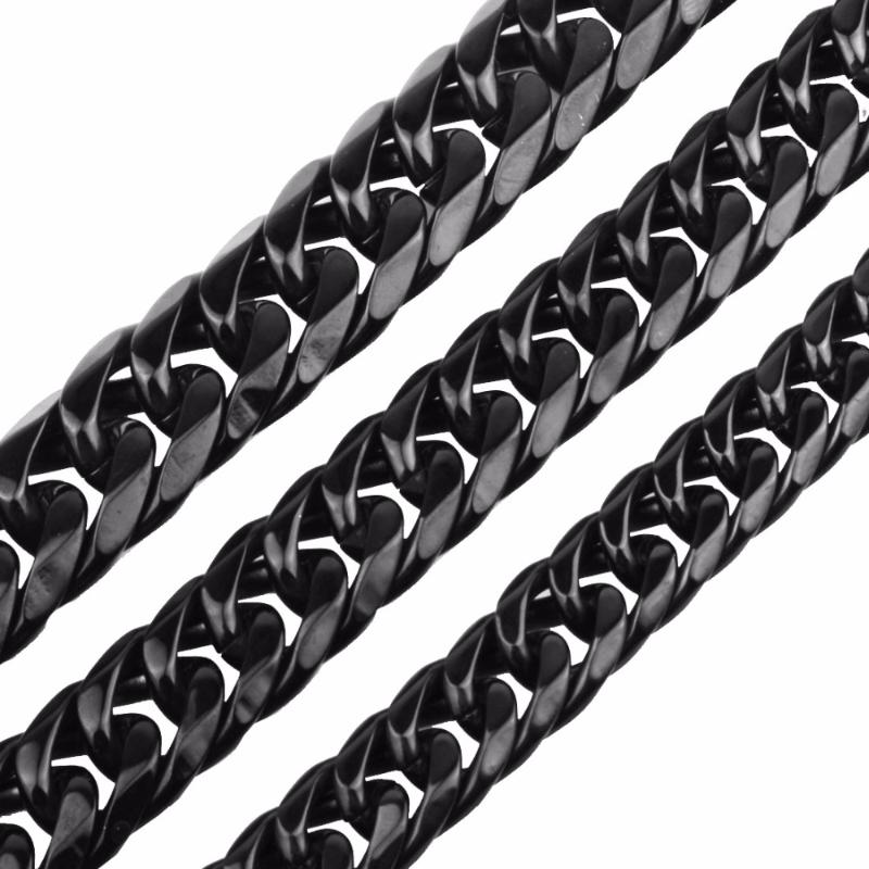 

Custom 9/11/13/16/19/21mm Width Heavy Thick Black Tone Curb Cuban 316L Stainless Steel Necklace Mens Chain