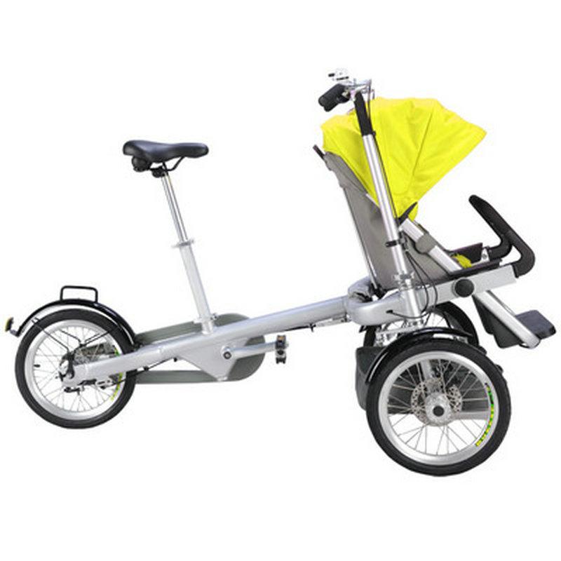 

Strollers# Folding Mother-And-Baby Bicycle, Can Be Ridden Reversely, Portable High Landscape Three-Wheeled Childcare Bike