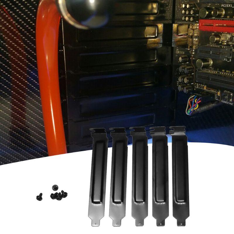 

5PCS Black Hard Metal Steel PCI Slot Covers Bracket with Screws Full Profile Expansion Dust Filter Blanking Plate for PCI
