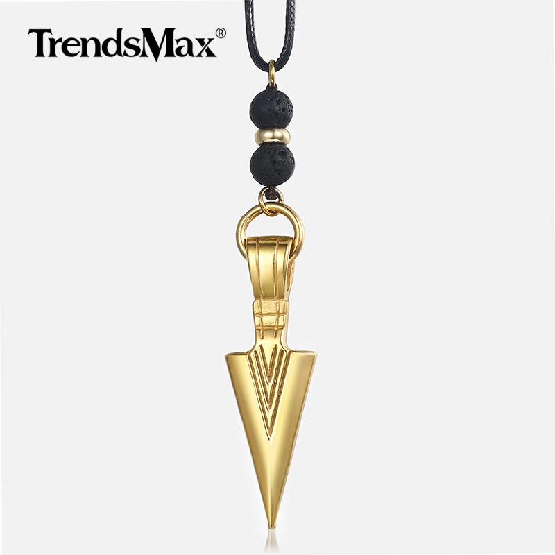 

Men's Leather Necklaces Stainless Steel Gold Arrow Pendant Necklace For Men Fashion Punk Jewelry Gifts Dropshipping DN46
