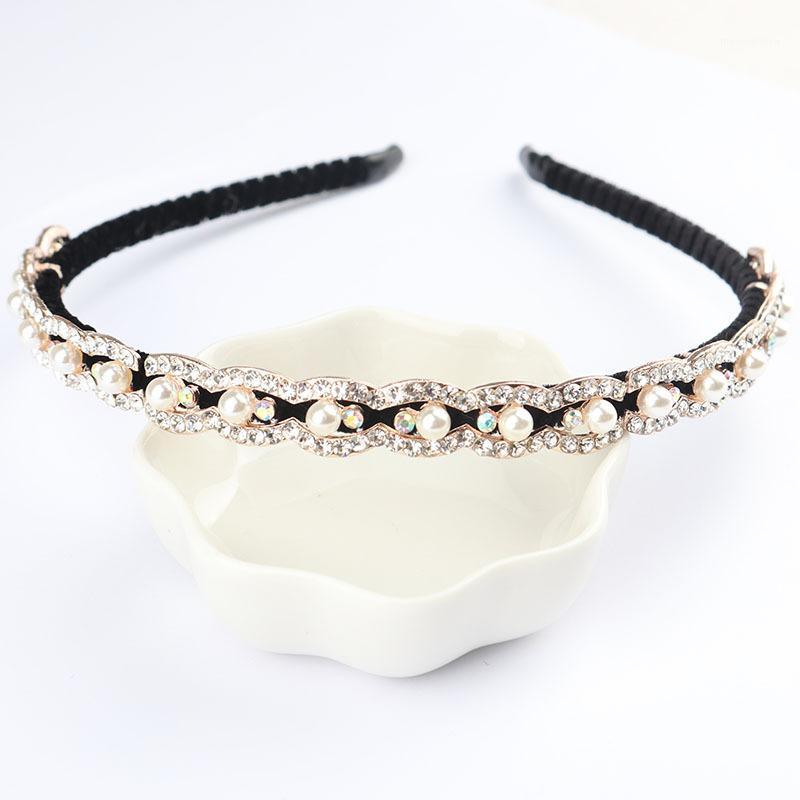 

Handmade pearl rhinestone headband hairband for women girls fashion hair hoop band korean style bezel ladies hair accessories1