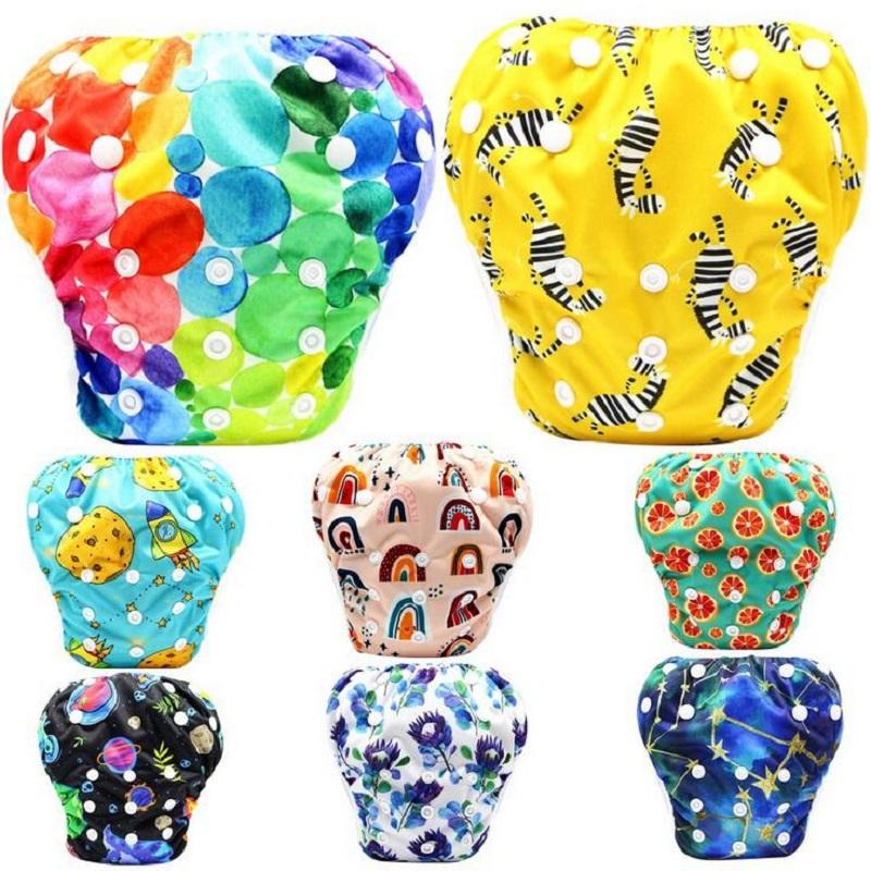 

1PC Reusable Swim Diapers Waterproof Adjustable Cloth Diapers Pool Pant Cartoon Swimming Diaper Cover Washable Baby Nappies